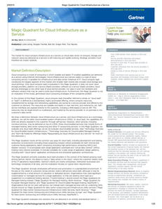 Gartner Magic Quadrant for Cloud Infrastructure as a Service, 2015