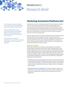 SiriusView: Marketing Automation Platforms 2017
