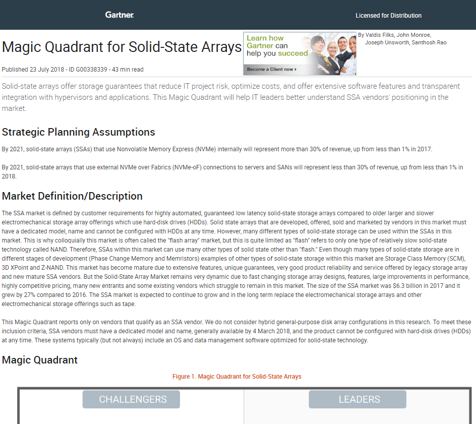 Magic Quadrant for Solid-State Arrays