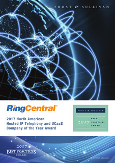 RingCentral: 2017 North American Hosted IP Telephony and UCaaS Company of the Year Award