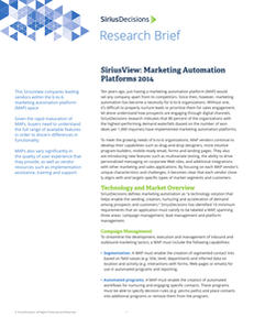 SiriusView: Marketing Automation Platforms 2014