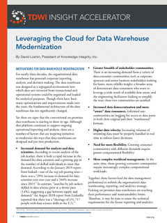 Leveraging the Cloud for Data Warehouse Modernization
