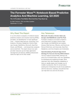 The Forrester Wave™: Notebook-Based Predictive Analytics And Machine Learning, Q3 2020