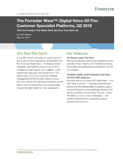 The Forrester Wave™: Digital Voice-Of-The Customer Specialist Platforms, Q2 2019