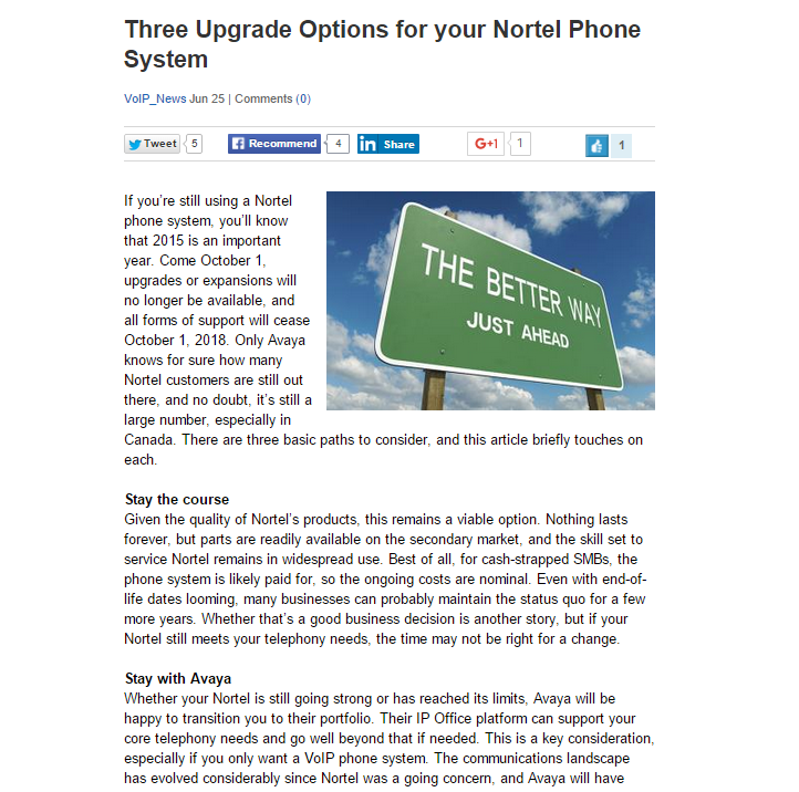 Three Upgrade Options for your Nortel Phone System