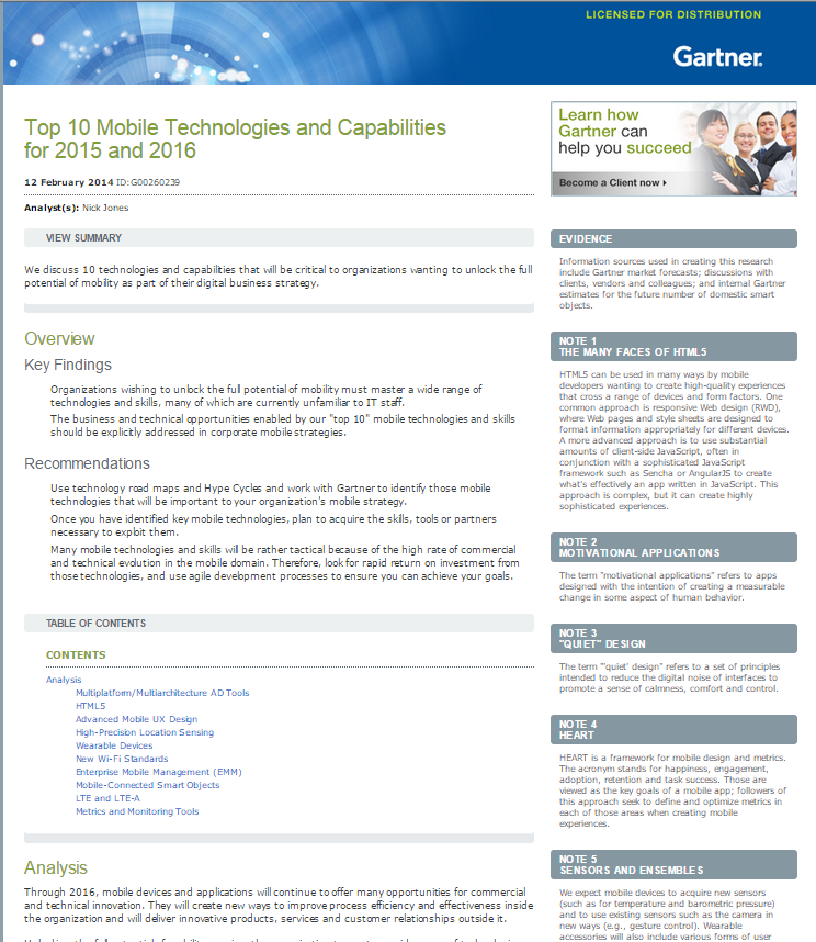Top 10 Mobile Technologies and Capabilities for 2015 and 2016