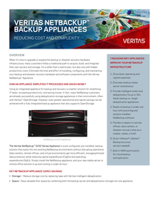 Veritas NetBackup Appliances Reducing Cost and Complexity