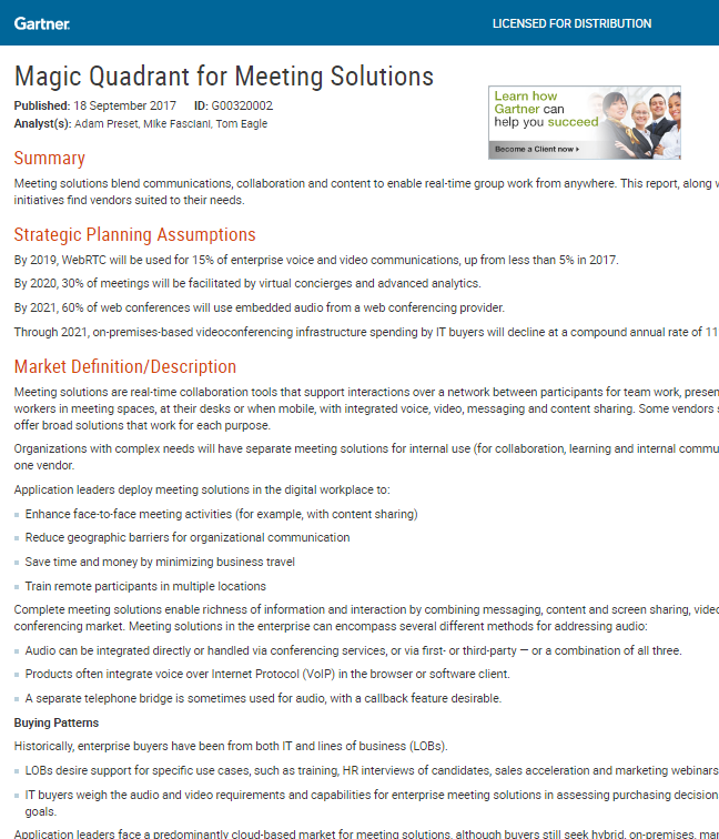 Magic Quadrant for Meeting Solutions