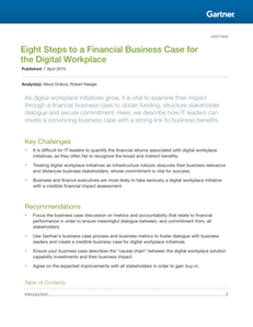 Gartner – Eight Steps to a Financial Business Case for the Digital Workplace
