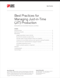 Best Practices in Managing JIT Production