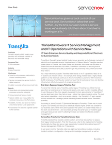 TransAlta Powers IT Service Management and IT Operations with ServiceNow