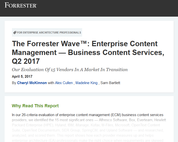 The Forrester Wave™: ECM business content services, 2017