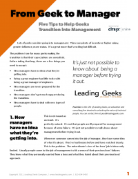 From Geek to Manager: 5 Tips to Help Geeks Transition into Management