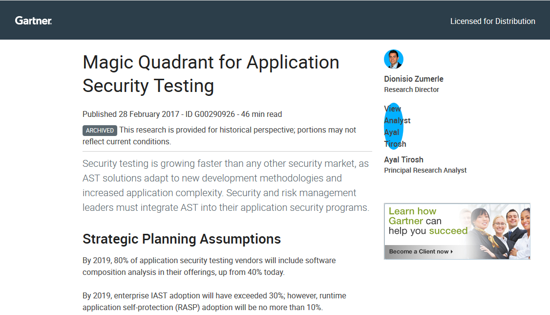 2017 Gartner Magic Quadrant for Application Security Testing