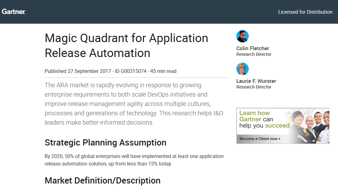 Magic Quadrant for Application Release Automation