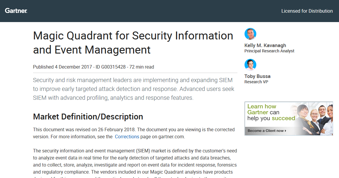 Magic Quadrant for Security Information and Event Management