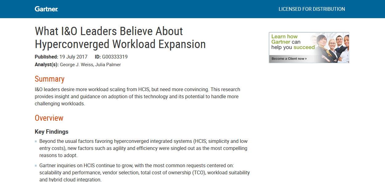 Gartner: What I&O Leaders Believe About Hyperconverged Workload Expansion