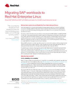 Migrating SAP Workloads to Red Hat Enterprise Linux