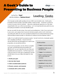 A Geek’s Guide to Presenting to Business People