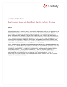 Stop the Password Sprawl with SaaS Single Sign-On via Active Directory