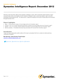Symantec Intelligence Report: December 2012