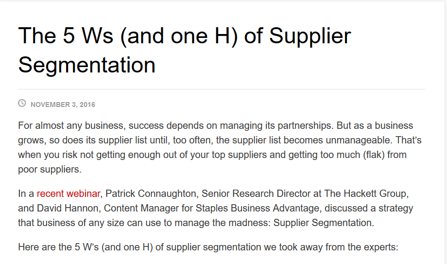 The Five Ws (and One H) of Supplier Segmentation