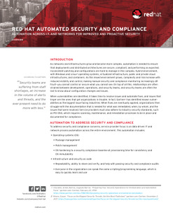 Red Hat Automated Security and Compliance Automation Across I.T. and Networks for Improved and Proactive Security