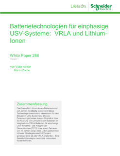 Battery Technology for Single Phase UPS Systems: VRLA vs. Li-ion