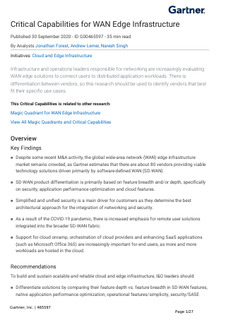 Gartner Critical Capabilities Report for WAN Edge Infrastructure