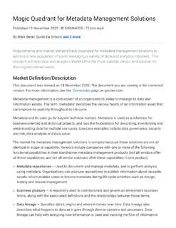 Magic Quadrant 2020 de Gartner consacré aux solutions de gestion des métadonnées