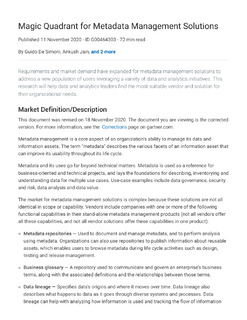 Magic Quadrant for Metadata Management Solutions