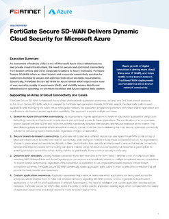 FortiGate Secure SD-WAN Delivers Dynamic Cloud Security for Microsoft Azure