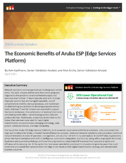 Validating the Economic Benefits of Aruba ESP (Edge Services Platform)