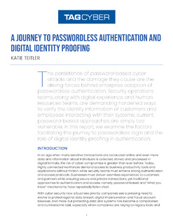 A Journey to Passwordless Authentication and Digital Identity Proofing