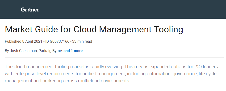 Market Guide for Cloud Management Tooling (CMP)