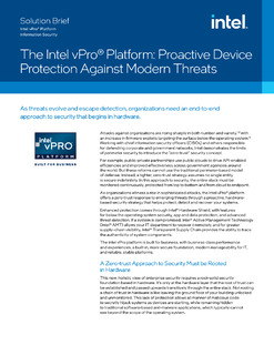 The Intel vPro® platform provides an end-to-end approach to security that begins in hardware