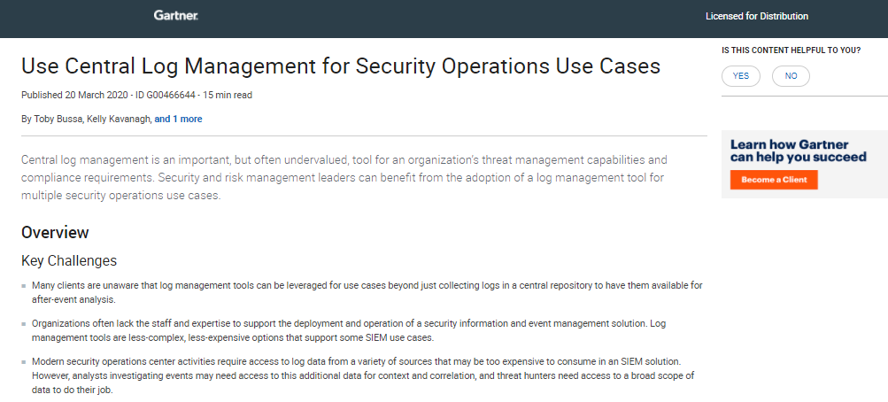 Use Central Log Management for Security Operations Use Cases