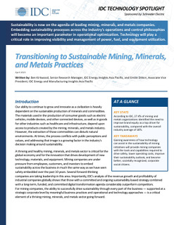 Transitioning to Sustainable Mining, Minerals and Metals Practices
