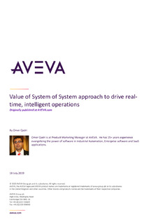 Value of System of System approach to drive real-time, intelligent operations