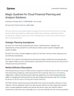 2020 Magic Quadrant for Cloud Financial Planning and Analysis Solutions