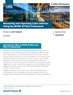 Measuring and Improving Cyber Defense Using the MITRE ATT&CK Framework