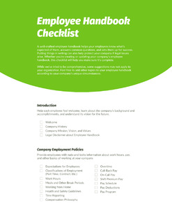 Employee Handbook Checklist