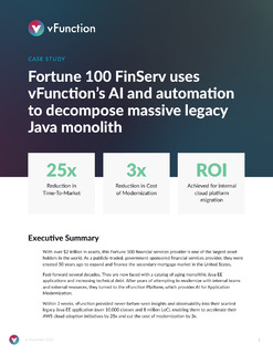 Fortune 100 FinServ Uses vFunction’s AI and Automation to Decompose Massive Legacy Java Monolith
