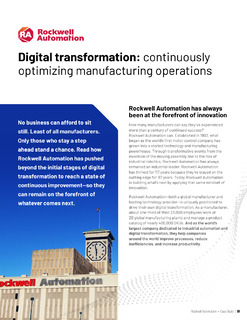 Digital Transformation: Continuously Optimizing Manufacturing Operations