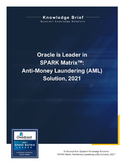 Knowledge Brief: Oracle is Leader in SPARK Matrix™ Anti-Money Laundering (AML) Solution, 2021