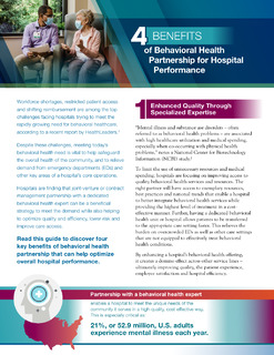 Hospital performance: 4 benefits of behavioral health partnership