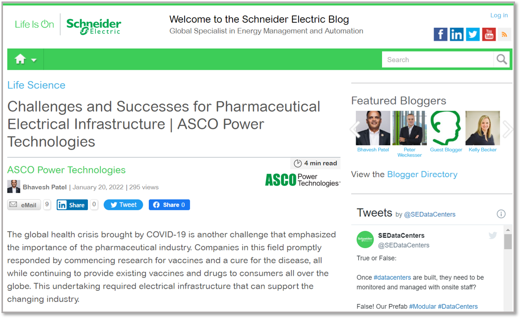 Challenges and Successes for Pharmaceutical Electrical Infrastructure | ASCO Power Technologies