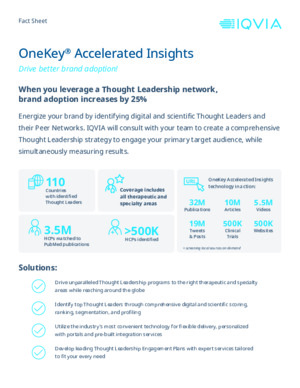 Fact Sheet: OneKey® Accelerated Insights Drive better brand adoption!