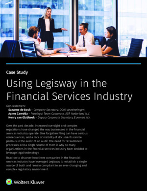 Using Legisway in the Financial Services Industry