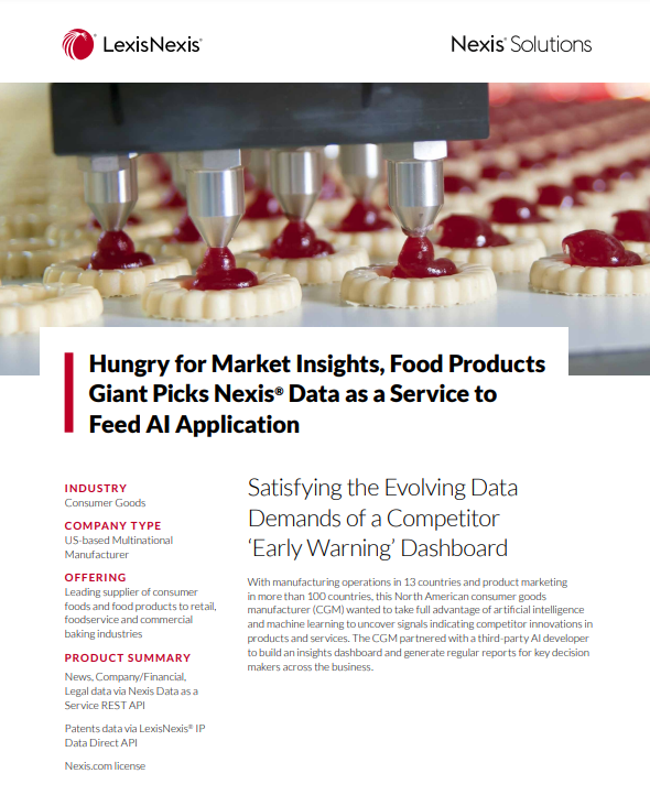 Food Products Giant Picks Nexis® Data as a Service to Feed AI Application